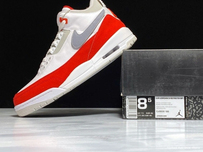 Kicked Out Shoe Store University Tinker 3 White Air Red Jordan Retro CJ0939-100 0801